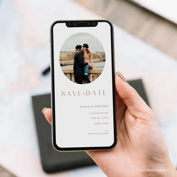 Online Minimal Photo Save the Date Evite Template, Electronic Save the Date, Picture Save the Date Text, PDF JPEG PNG #Y22-ESD1