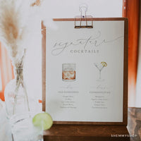 Online Romantic Calligraphy Signature Drinks Printable, Signature Drinks Sign, Signature Cocktails, Bar Sign, Sign, PDF JPEG PNG #Y22-WS32