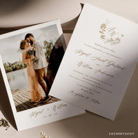 Online Elegant Gold Wedding Invitation Set Template, Classic Wedding Invitation, Wedding Invitation Printable, PDF JPEG PNG Corjl #Y22-WIS2