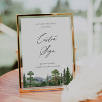 Online Evergreen Forest Custom Sign Template, Wedding Table Top Sign, Bridal Shower Signage, Create Any Sign, Sign, Corjl, #Y22-WS35