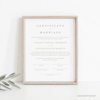 Online Romantic Calligraphy Marriage Certificate Template, Wedding Certificate, Certificate of Marriage, Wedding Keepsake, #Y22-WS34