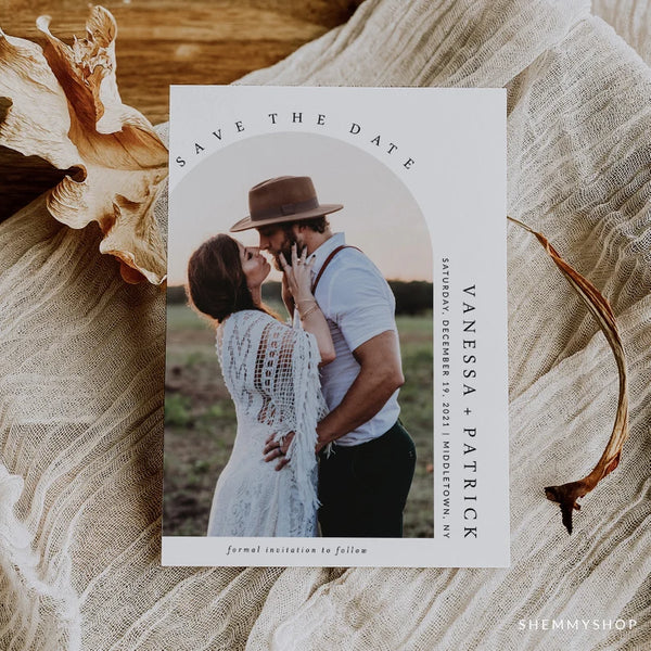 Online Modern Save the Date Invitation Template, Photo Save The Date Invitation, Save Our Date Printable, PDF JPEG PNG #Y22-SD6