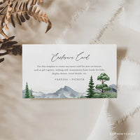 Online Evergreen Forest Enclosure Card Template, Enclosure Cards for Invitations, Wedding Invite Insert, Invitation Insert Card , #Y22-EC1