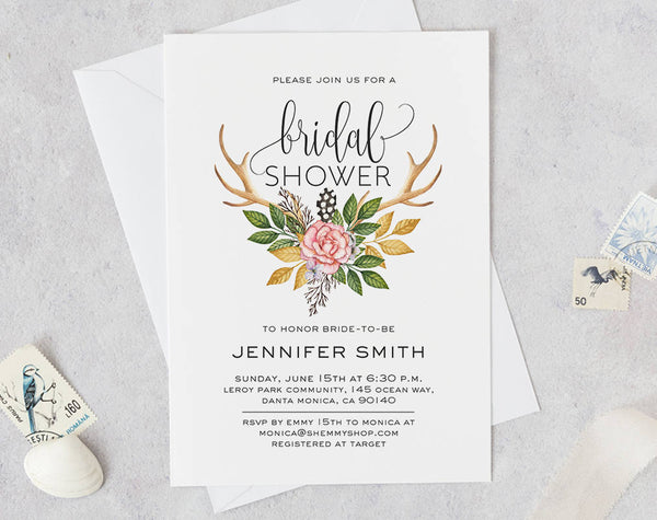 Bridal Shower Invitation, Bridal Shower Wedding Printable, Wedding Shower Template, Shower Invite, PDF Instant Download #BSI005 (PDF)