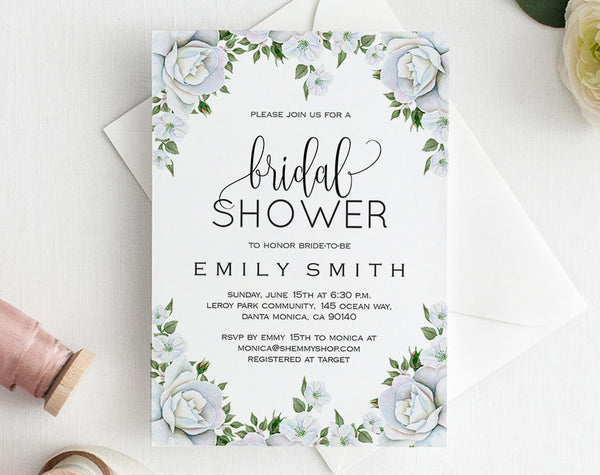 Bridal Shower Invitation, Bridal Shower Wedding Printable, Wedding Shower Template, Shower Invite, PDF Instant Download #BSI008 (PDF)