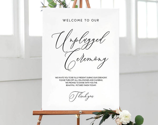 Unplugged Wedding Sign, Unplugged Ceremony Sign, Unplugged Wedding, Unplugged Sign, Wedding Unplugged, PDF Instant Download #WC008 (PDF)