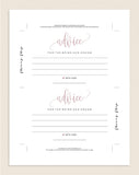 Rose Gold Advice Cards, Wedding Advice Cards, Marriage Advice, Advice Printable, Wedding Advice Template, PDF Instant Download #A001 (PDF)