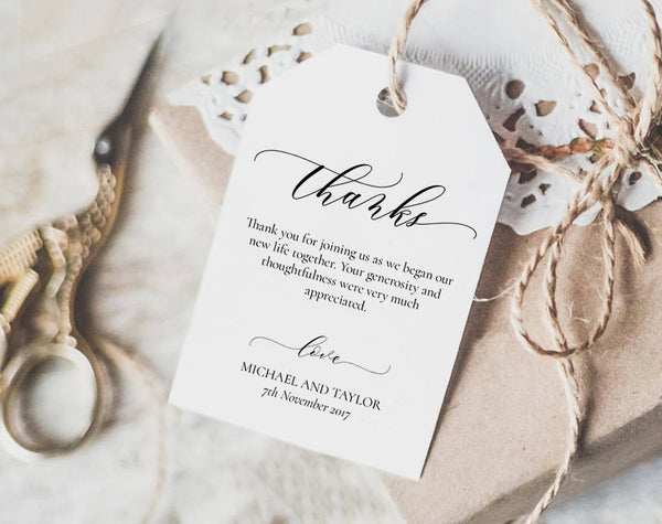 Thank You Tag, Wedding Thank You Tags, Gift Tags, Wedding Favor, Thank You Printable, Wedding Printable, PDF Instant Download #TT001 (PDF)