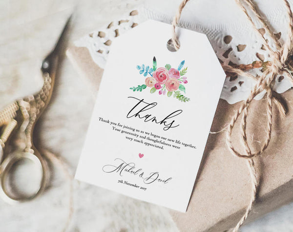 Thank You Tag, Wedding Thank You Tags, Gift Tags, Wedding Favor, Thank You Printable, Wedding Printable, PDF Instant Download #TT014 (PDF)