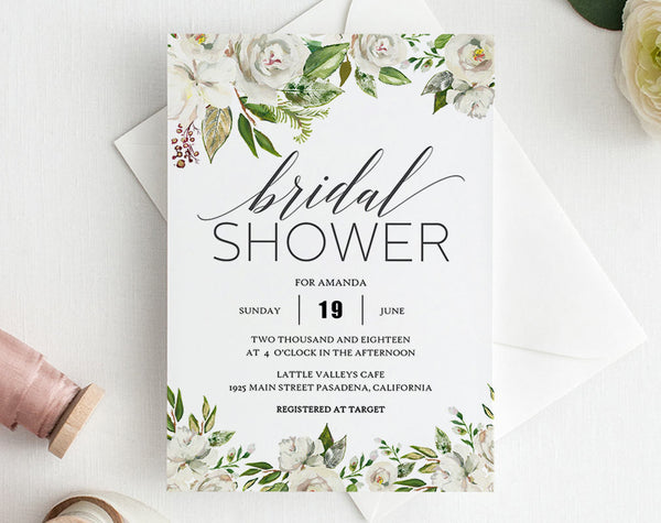 Bridal Shower Invitation, Bridal Shower Wedding Printable, Wedding Shower Template, Shower Invite, PDF Instant Download #BSI002 (PDF)