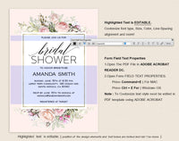 Bridal Shower Invitation, Bridal Shower Wedding Printable, Wedding Shower Template, Shower Invite, PDF Instant Download #BSI011 (PDF)