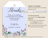 Thank You Tag, Wedding Thank You Tags, Gift Tags, Wedding Favor, Thank You Printable, Wedding Printable, PDF Instant Download #TT006 (PDF)