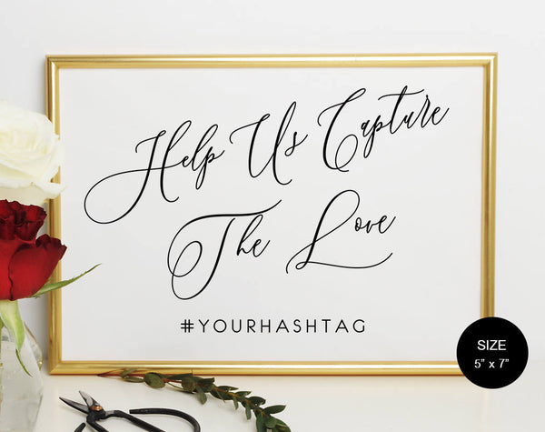 Wedding Hashtag Sign, Help Us Capture the Love Sign, Hashtag Wedding Sign, Hashtag Sign, Wedding Sign, Instant Download #WS016 (PDF)