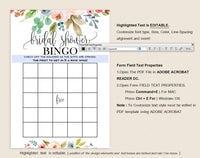 Bridal Shower Bingo, Bridal Shower Games, Wedding Shower Game, Bridal Shower Ideas, Bingo Template, DIY, PDF Instant Download #BSB004 (PDF)