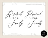 Elegant Reserved for Family Sign, Reserved Seating Sign, Wedding Reserved Sign, Wedding Reception Sign, Wedding Sign, Instant Download #WS024 (PDF)