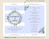 Wedding Program Fan, Wedding Program Printable, Navy Wedding Programs, Rustic Wedding, Printable Template, PDF Instant Download #P010 (PDF)