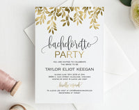 Gold Glitter Bachelorette Party Invite, Bachelorette Party Invitation, Bachelorette Printable Template, PDF Instant Download #BPI001 (PDF)