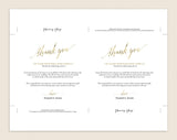Gold Wedding Thank You Cards Template, Printable Thank You Card Template, Editable Thank You Card, Thank You Note Template #TT013 (PDF)