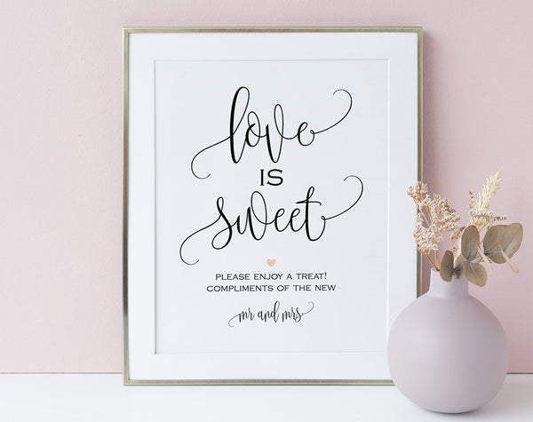Love is Sweet Sign, Dessert Table Sign, Take a Treat Sign, Candy Bar Sign, Wedding Sign, Wedding Printable, Instant Download #WS008 (PDF)