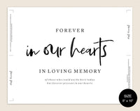 Forever in Our Hearts Sign, In Loving Memory Wedding Sign, Wedding Memory Sign, Wedding In Honor, Wedding Sign, Instant Download #WS038 (PDF)