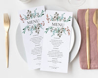 Greenery Wedding Menu Printable Template, Printable Menu, Menu Template, Dinner Menu Printable, PDF Instant Download #WM017 (PDF)