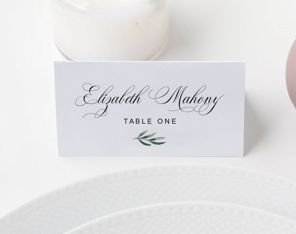 Greenery Wedding Place Cards, Wedding Place Card Printable, Place Card Template, Wedding Printable, PDF Instant Download #PC007 (PDF)