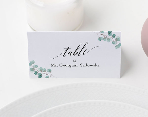 Greenery Place Cards, Wedding Place Card Printable, Place Card Template, Wedding Printable, Rustic Wedding, Instant Download #PC017 (PDF)