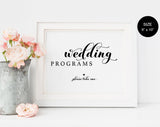 Wedding Program Sign, Ceremony Program Sign, Please Take One Sign, Bliss Paper Boutique, PDF Instant Download #WS048 (PDF)