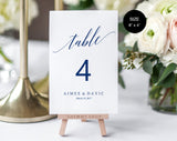 Navy Blue Table Numbers, Printable Table Numbers, Rustic Table Numbers, Table Numbers Wedding, PDF Instant Download #TN009 (PDF)