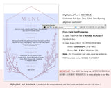 Rose Gold Wedding Menu Printable Template, Printable Menu, Menu Template, Dinner Menu Printable Template, PDF Instant Download #WM012 (PDF)