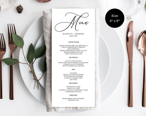 Floral Wedding Menu Printable Template, Printable Menu, Menu Template, Dinner Menu Printable Template, PDF Instant Download #WM011 (PDF)