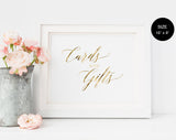 Gold Cards and Gifts Sign, Gift Table Sign, Cards and Gifts Printable, Wedding Printable, Wedding Sign Template #WS014 (PDF)