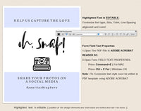 Oh Snap Wedding Sign, Oh Snap Sign, Wedding Hashtag Sign, Hashtag Sign, Reception Sign, Wedding Sign, Instant Download #WS035 (PDF)