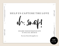 Oh Snap Wedding Sign, Oh Snap Sign, Wedding Hashtag Sign, Hashtag Sign, Reception Sign, Wedding Sign, Instant Download #WS036 (PDF)