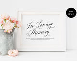 In Loving Memory Wedding Sign Template DIY Wedding Sign Template PDF Wedding Sign Wedding Memory Sign Wedding In Honor Template #WS051 (PDF)