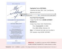 Navy Wedding Program Printable Template, Printable Program, Wedding Printable, Wedding Template, PDF Instant Download #P013 (PDF)