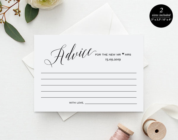 Advice Cards, Wedding Advice Cards, Marriage Advice, Advice Printable, Wedding Advice Template, Advice, PDF Instant Download #A002 (PDF)