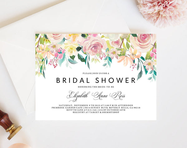 Bridal Shower Invitation, Bridal Shower Wedding Printable, Wedding Shower Template, Shower Invite, PDF Instant Download #BSI019 (PDF)