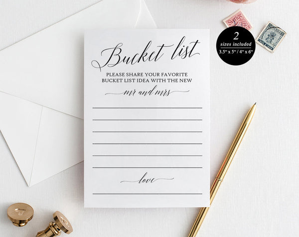 Bucket list cards Bucket list card Advice card for bucket list Wedding cards Modern Wedding card, PDF Instant Download #A007 (PDF)