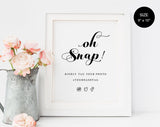 Oh Snap Wedding Sign, Wedding Hashtag Sign, Hashtag Sign, Wedding Printable, Wedding Reception Sign, PDF Instant Download #WS042 (PDF)