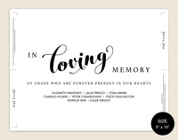 In Loving Memory Wedding Sign Template DIY Wedding Sign Template PDF Wedding Sign Wedding Memory Sign Wedding In Honor Template #WS047 (PDF)