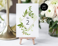 Greenery Table Numbers, Printable Table Numbers, Rustic Table Numbers, Table Numbers Wedding, PDF Instant Download #TN006 (PDF)