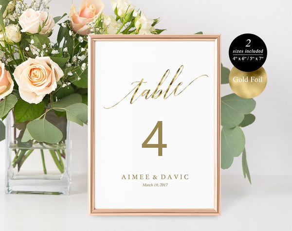 Gold Wedding Table Numbers, Printable Table Numbers, Rustic Table Numbers, Table Numbers Wedding, PDF Instant Download #TN008 (PDF)