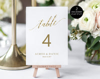 Gold Wedding Table Numbers, Printable Table Numbers, Rustic Table Numbers, Table Numbers Wedding, PDF Instant Download #TN008 (PDF)