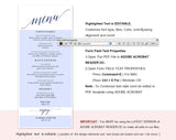 Navy Wedding Menu Printable Template, Printable Menu, Menu Template, Dinner Menu Printable, PDF Instant Download #WM016 (PDF)