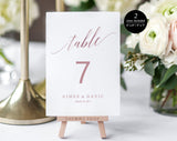 Wedding Table Numbers Template, Printable Table Numbers, Rustic Table Numbers, Table Numbers Wedding, PDF Instant Download #TN002 (PDF)