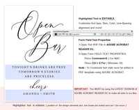 Open Bar Sign, Wedding Bar Signs, Open Bar, Wedding Decoration Sign, Bar Sign, Instant Download #WS058 (PDF)