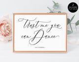 Trust Me You Can Dance, Alcohol Sign, Anniversary Sign, Reception Sign, Alcohol Wedding Sign, Wedding Bar Sign, Dance Sign, Wedding Sign, Instant Download #WS060 (PDF)