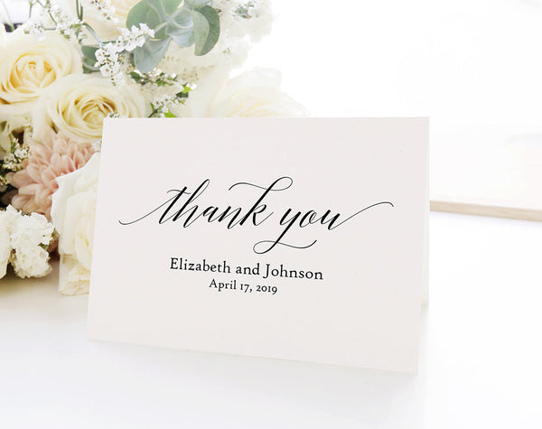 Thank You Card, Wedding Thank You, Thank You Card Template, Printable Thank You, Folded Thank You, Tented, Instant Download #TT020 (PDF)