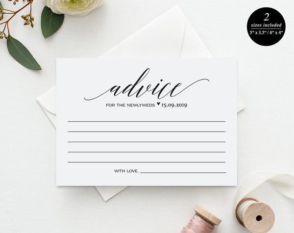 Advice Cards, Wedding Advice Cards, Marriage Advice, Advice Printable, Wedding Advice Template, Advice, PDF Instant Download #A003 (PDF)